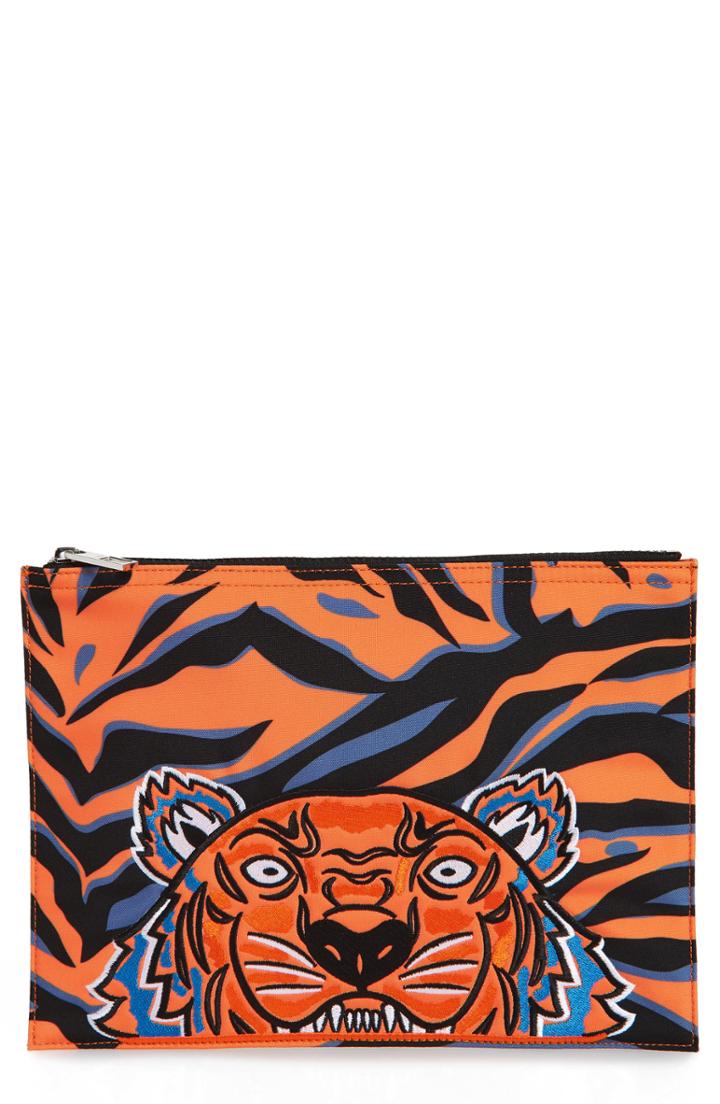 Kenzo A4 Tiger Graphic Pouch - Orange