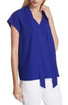 Women's Eileen Fisher Tie Neck Silk Top, Size - Blue