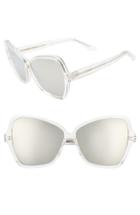 Women's Celine 64mm Oversize Butterfly Sunglasses - Transparent Crystal/ Silver
