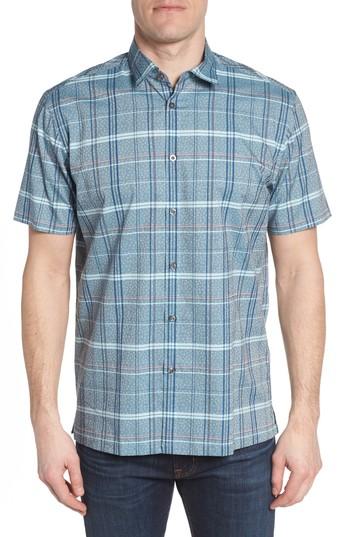 Men's Coastaoro Vacaso Regular Fit Plaid Jacquard Sport Shirt - Blue