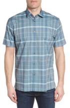 Men's Coastaoro Vacaso Regular Fit Plaid Jacquard Sport Shirt - Blue