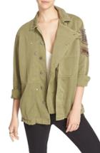 Women's Free People Embellished Military Shirt Jacket - Green