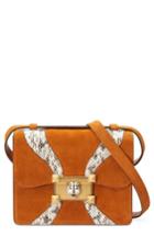 Gucci Osiride Suede & Genuine Snakeskin Shoulder Bag - Brown