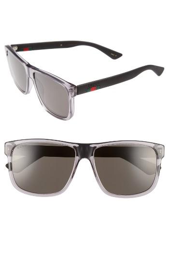 Men's Gucci 58mm Polarized Sunglasses - Transparent Grey W/ Grey Plr