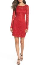 Women's Sequin Hearts Sequin Lace Sheath Dress - Red