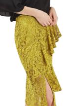 Women's Topshop Lace Ruffle Midi Skirt