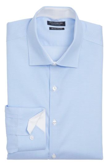 Men's Tailorbyrd Trim Fit Non-iron Dot Dress Shirt - 34/35 - Blue