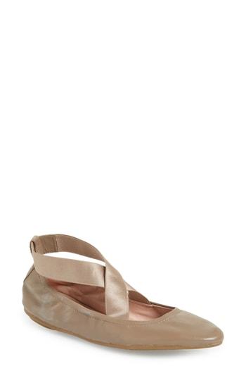 Women's Taryn Rose Edina Strappy Ballet Flat .5 M - Beige