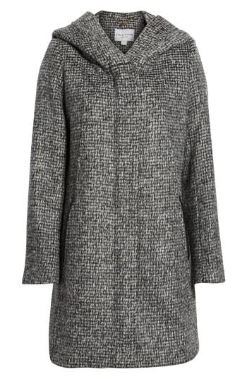 Women's Cole Haan Signature Fuzzy Houndstooth Coat - Black