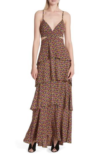 Women's A.l.c. Titus Print Silk Tiered Maxi Dress - Pink