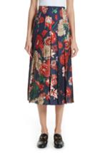 Women's Gucci Spring Bouquet Print Silk Pleated Skirt Us / 40 It - Red