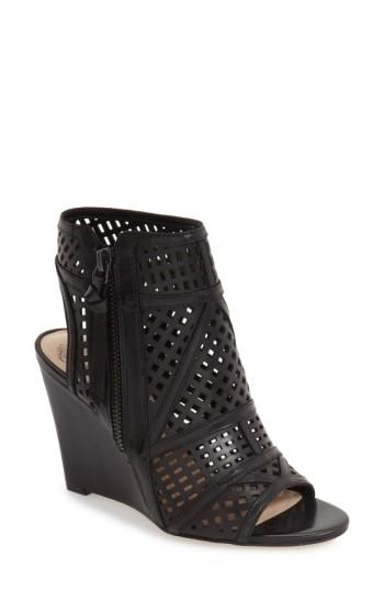 Women's Vince Camuto 'xabrina' Perforated Wedge Sandal M - Black