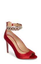 Women's Jewel Badgley Mischka Alanis Embellished Ankle Strap Pump M - Red