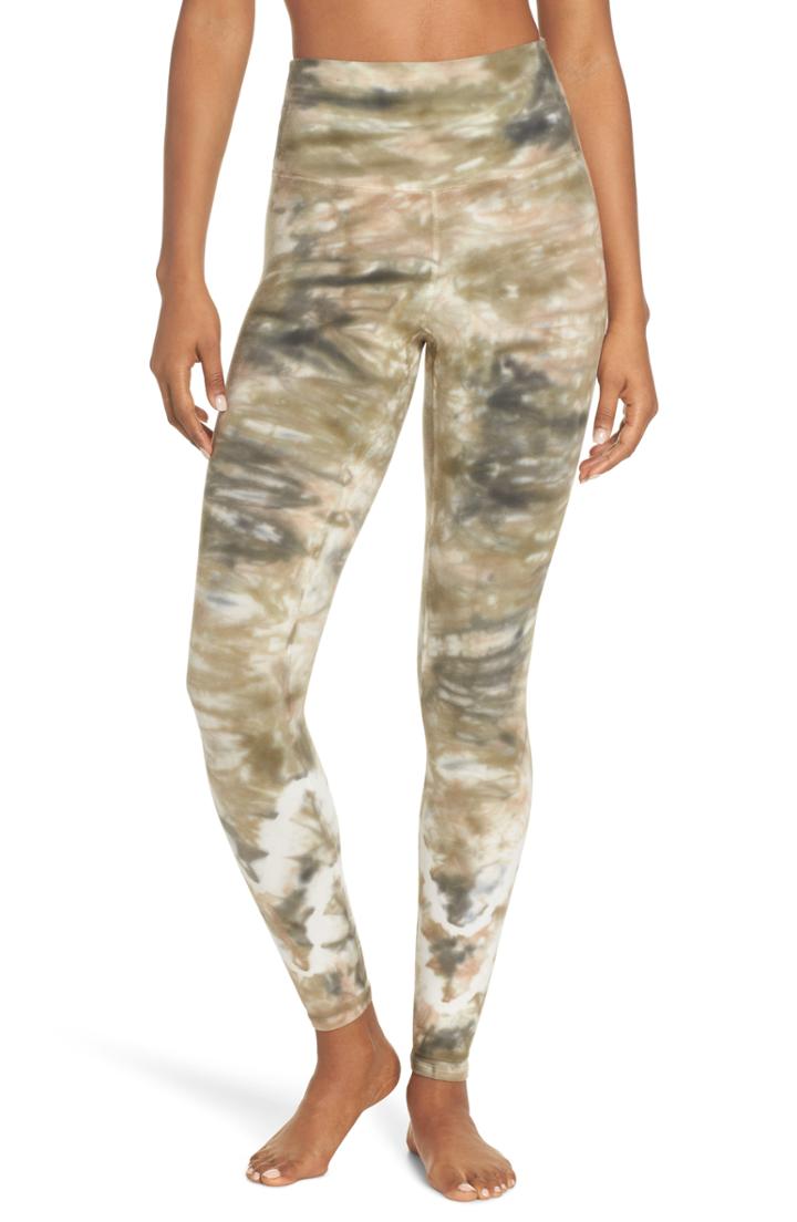 Women's Electric & Rose Sunset Tie Dye Leggings - Green