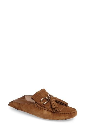 Women's Tod's Gommini Fringe Mule .5us / 37.5eu - Brown