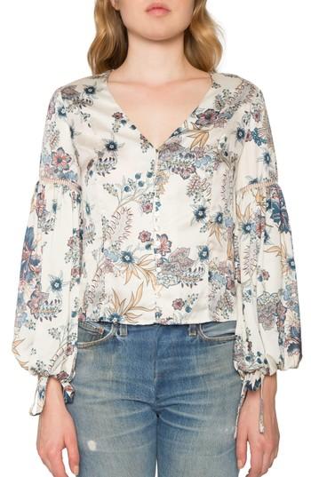 Women's Willow & Clay Print Tie Cuff Blouse, Size - Pink