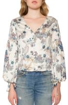 Women's Willow & Clay Print Tie Cuff Blouse, Size - Pink
