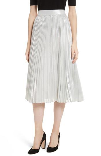 Women's Kate Spade New York Metallic Pleat Midi Skirt - Metallic