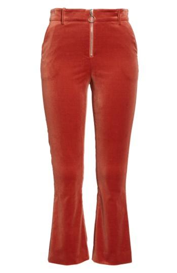 Women's Frame O-ring Velvet Crop Flare Pants - Red