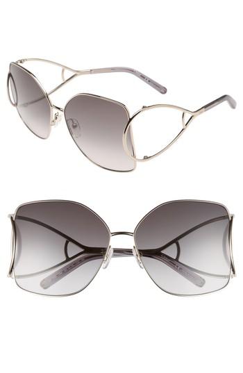 Women's Chloe 63mm Wrapover Frame Sunglasses - Gold/ Grey