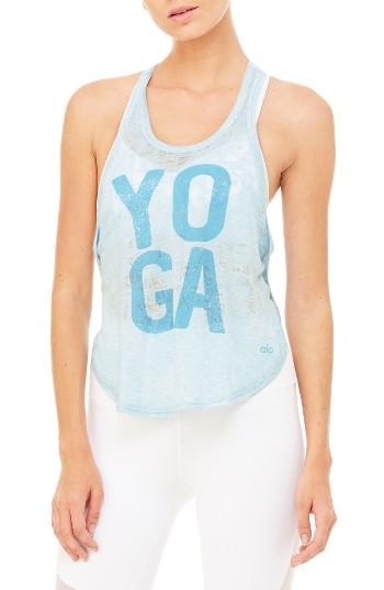 Women's Alo Side Slit Graphic Tank - Blue