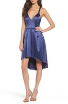 Women's Sequin Hearts Satin High/low Dress - Blue