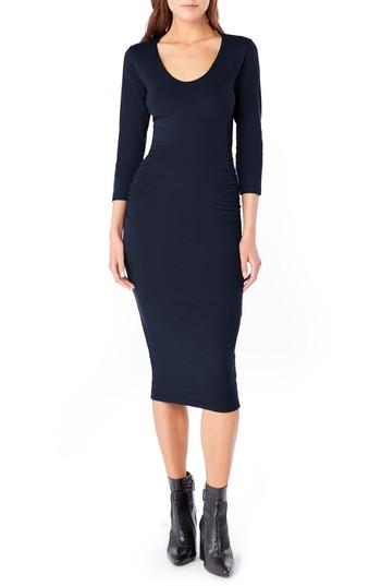 Petite Women's Michael Stars Ruched Midi Dress P - Blue