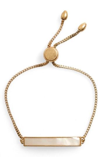 Women's Canvas Mother Of Pearl Bar Bracelet