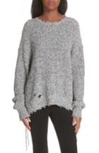 Women's Helmut Lang Distressed Sweater - Black
