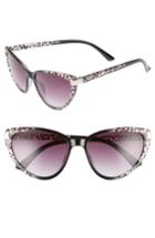 Women's Glance Eyewear 57mm Spotted Cat Eye Sunglasses - Black/ White