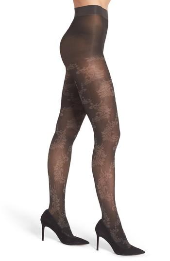 Women's Natori Feather Opaque Tights - Black