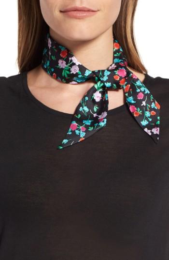 Women's Kate Spade New York Greenhouse Silk Skinny Scarf, Size - Black