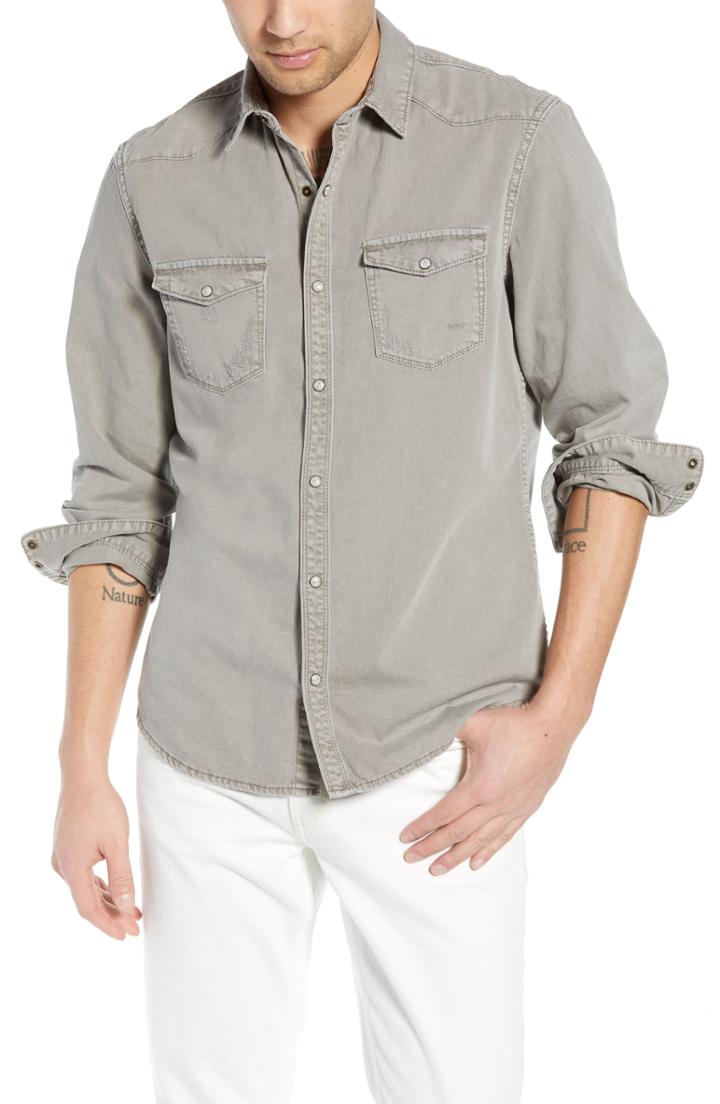 Men's Treasure & Bond Western Denim Sport Shirt - Grey