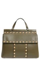 Tory Burch Block-t Studded Leather Top Handle Satchel - Green