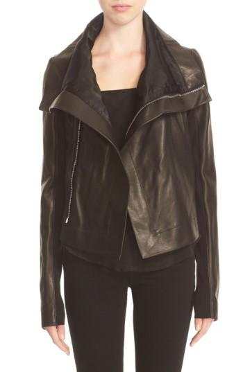 Women's Rick Owens 'clean' Leather Biker Jacket Us / 38 It - Black