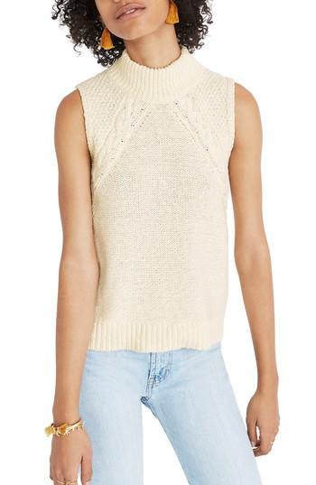 Women's Madewell Mixed Stitch Sweater Tank, Size - Beige