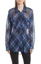 Women's Rag & Bone Mason Plaid Stretch Silk Shirt - Blue