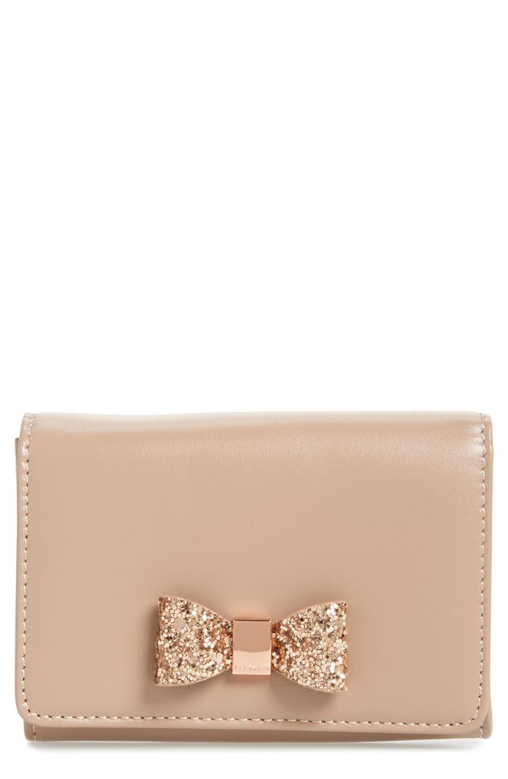 Women's Ted Baker London Mini Anki Bow Leather Wallet - Beige