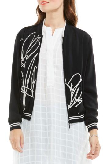 Women's Vince Camuto Fluent Cluster Bomber Jacket - Black