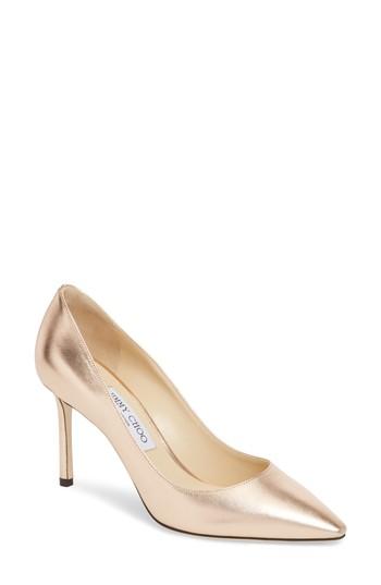 Women's Jimmy Choo Romy Metallic Pointy Toe Pump Us / 34eu - Pink