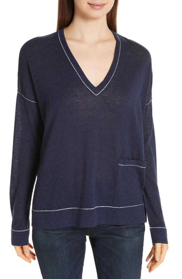 Women's Joie Stavan Metallic Detail Crewneck Sweater - Blue