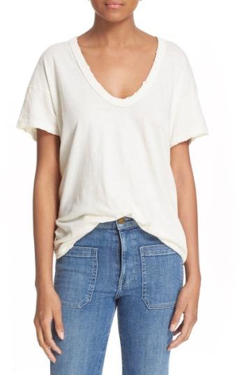 Women's The Great. U-neck Cotton Tee - White