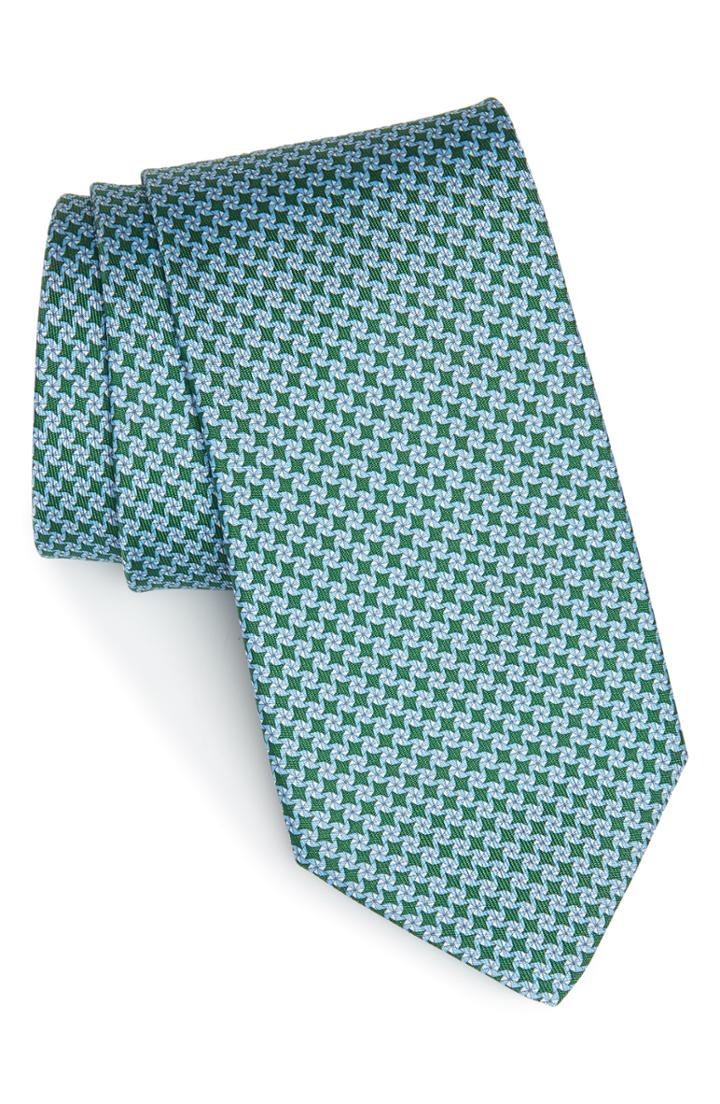 Men's Salvatore Ferragamo Girella Print Silk Tie, Size - Blue