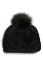 Women's Max Mara Zulu Angora Blend Pom Beanie With Genuine Fox Fur Trim - Black