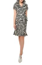 Women's Akris Punto Tropical Leaf Pattern A-line Skirt