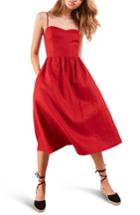 Women's Reformation Olivia Linen Midi Dress - Red
