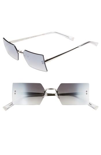 Women's Kendall + Kylie Grace 53mm Rimless Rectangular Sunglasses - Silver/ Smoke Gradient Flash