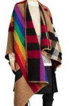 Women's Burberry Rainbow Stripe Vintage Check Wool & Cashmere Cape, Size - Brown