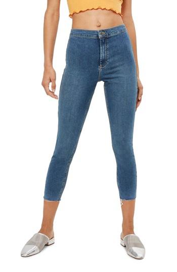 Women's Topshop Joni Moto Raw Hem Jeans
