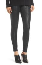 Women's Yummie High Waist Faux Suede Leggings - Black